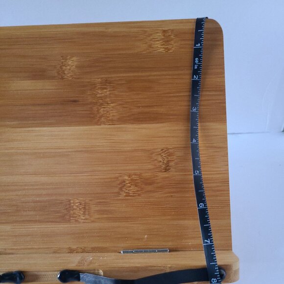 BAMBOO BOOK STAND | ADJUSTABLE HOLDER TRAY W/PAGE PAPER CLIP | PORTABLE - Picture 10 of 14